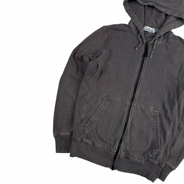 Stone Island 2017 Grey Zip Up Cotton Hoodie - Large