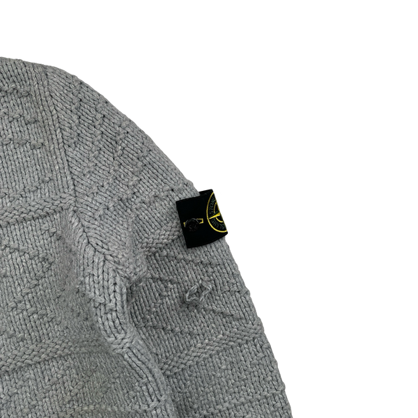 Stone Island 2009 Grey Cotton Detailed Heavy Knit - Small