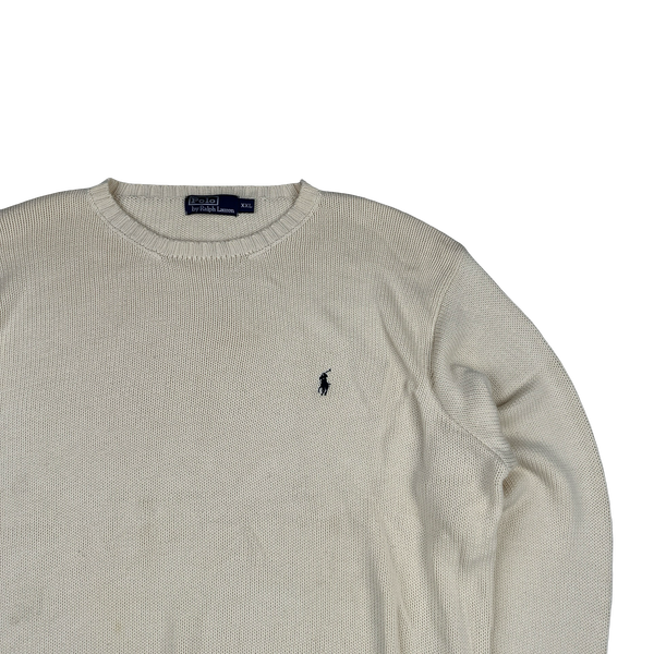 Ralph Lauren Cream Cotton Knit Crewneck Jumper - XXL