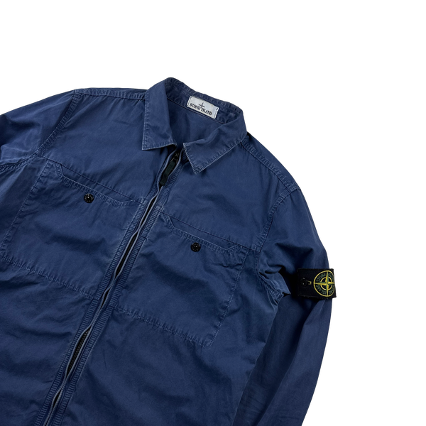 Stone Island 2016 Blue Garment Dyed Overshirt - Large