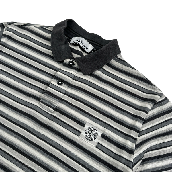 Stone Island 2014 Grey Striped Short Sleeved Polo Shirt - Large