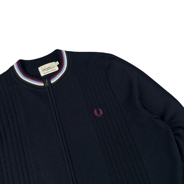 Fred Perry Bradley Wiggins Navy Zipped Knit Bomber - Large