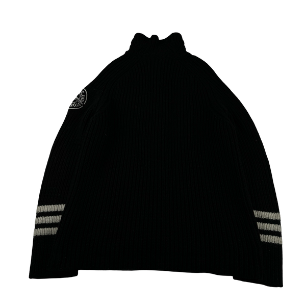 Stone Island 2005 Heavyweight Wool Knit Spellout Cardigan - XL