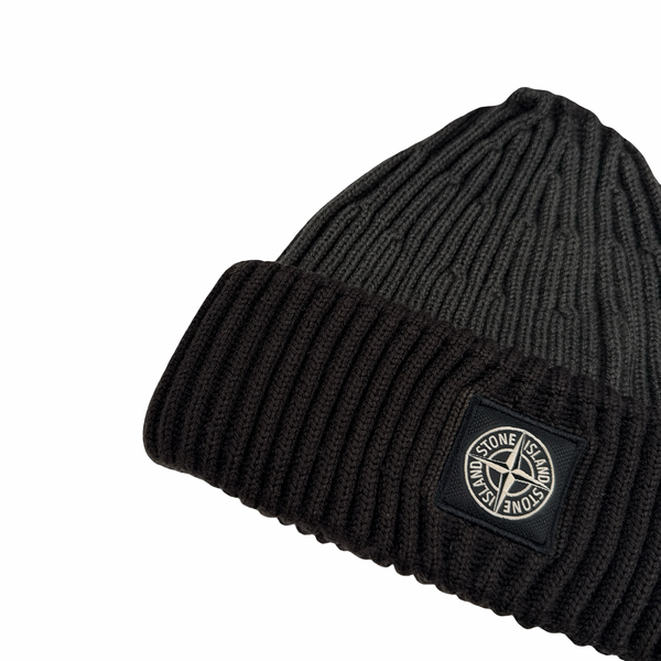Stone Island Khaki Ribbed Logo Patch Beanie