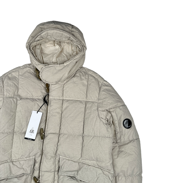 CP Company Sandstone Flatt Nylon Down Filled Lens Viewer Puffer Jacket - Medium, Large