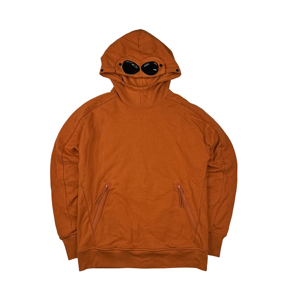 CP Company Orange Cotton Goggle Pullover Hoodie - Large