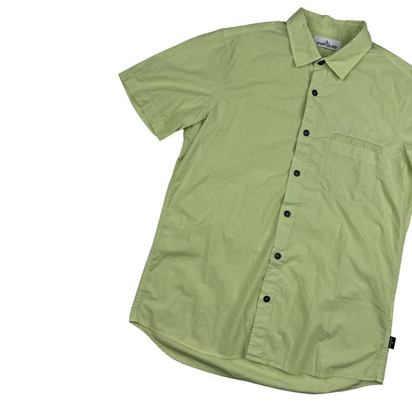 Stone Island Lime Green Slim Fit Buttoned Shirt - Large
