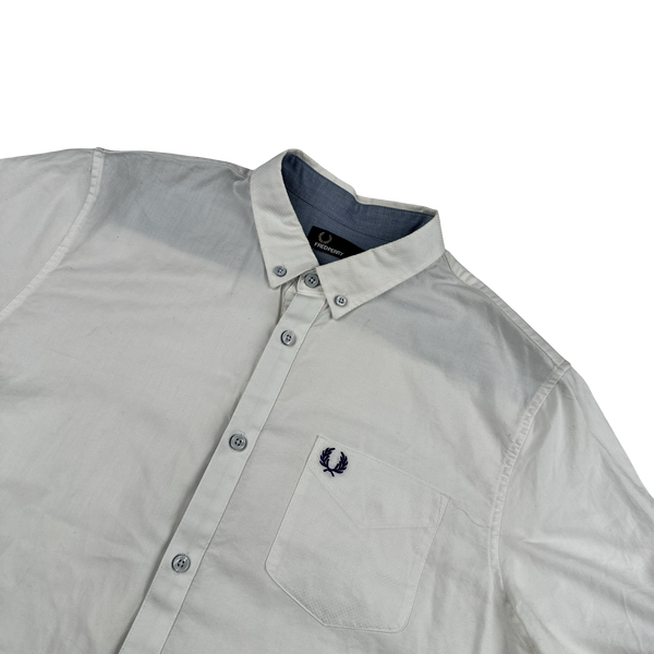 Fred Perry White Buttoned Short Sleeve Shirt - Large