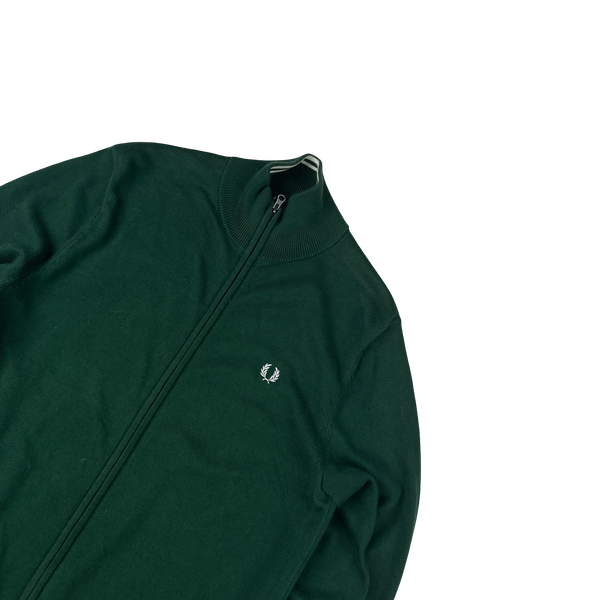 Fred Perry Green Zipped High Neck Knit - Large