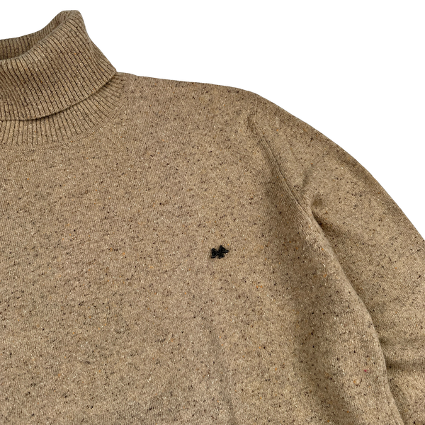 Thomas Burberry Tan Angora Wool Silk Blend Knitted Roll Neck Jumper - Medium