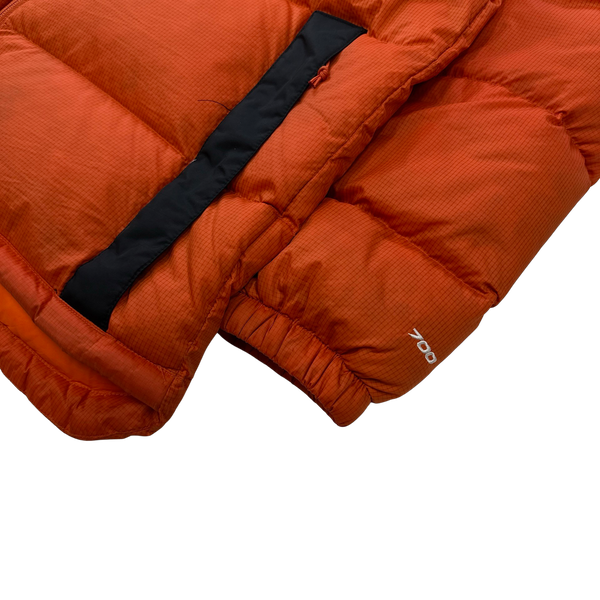 North Face Orange 700 Down Fill Hooded Puffer Jacket - Medium