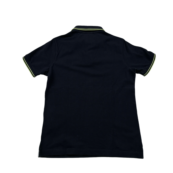Stone Island Navy Green Piping Short Sleeve Polo Shirt - Small
