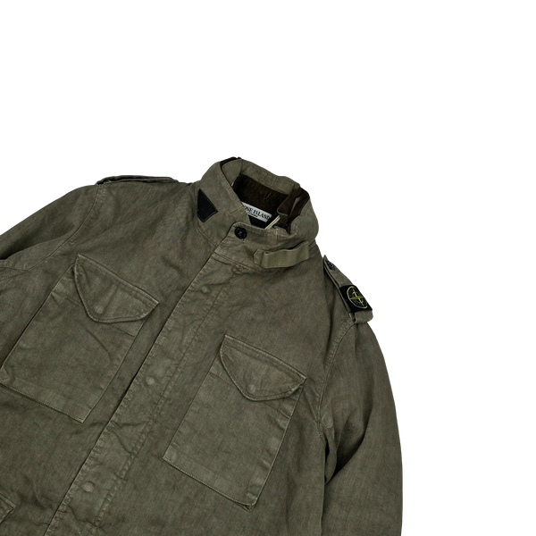 Stone Island 2005 Tan Shoulder Badge Lino Flax Dutch Rope Jacket - Large