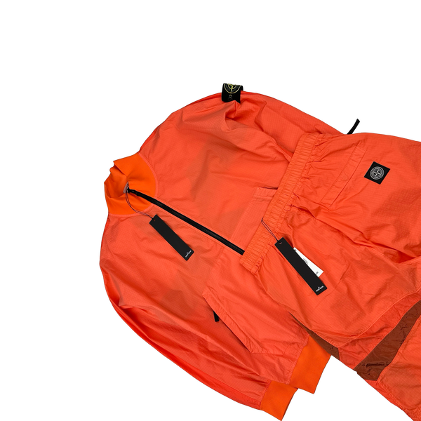 Stone Island 2022 Neon Coral Nylon Metal Rip Stop Short Set - Small