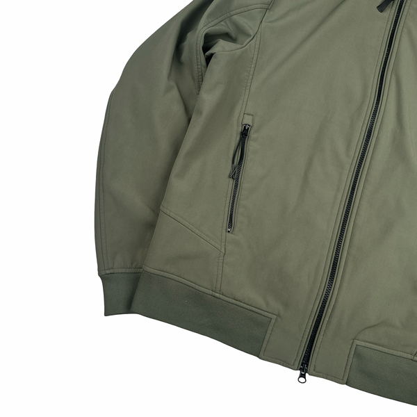 CP Company Khaki Green Fleece Lined Soft Shell Jacket - Large