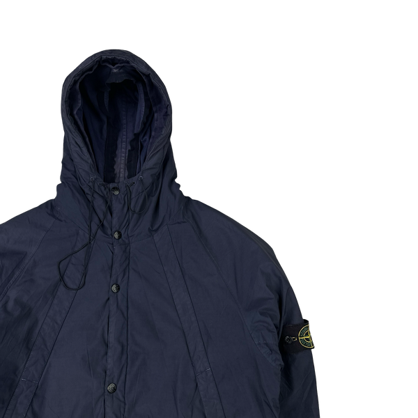 Stone Island Vintage 2003 Navy Quilted Nylon Hooded Jacket - Medium