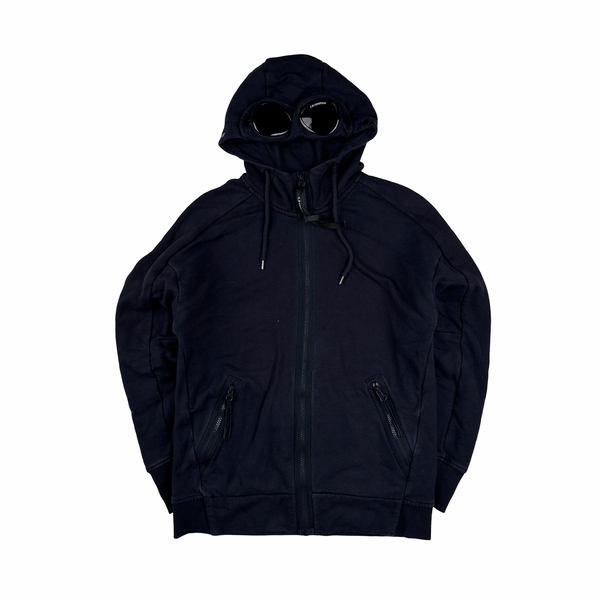 CP Company Navy Goggle Cotton Zip Up Hoodie - Small
