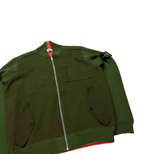 Stone Island 2022 Green/Coral Knit Reversible Cardigan - Medium
