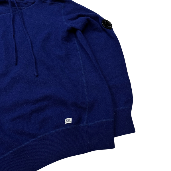 CP Company Blue Wool Hooded Lens Viewer Jumper - Small