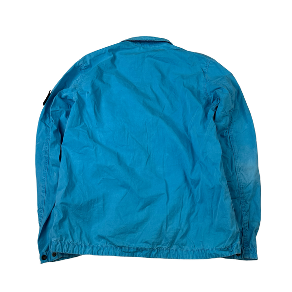 Stone Island 2021 Blue Cotton Zipped Overshirt - Medium