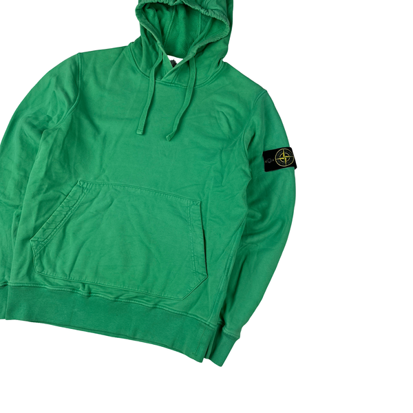 Stone Island 2021 Lime Green Pullover Cotton Hoodie - Small
