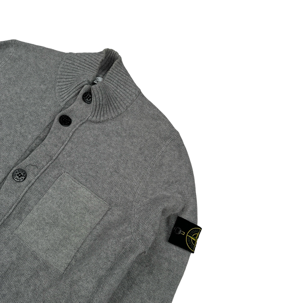 Stone Island 2017 Grey Wool Cashmere Buttoned Jumper - Large