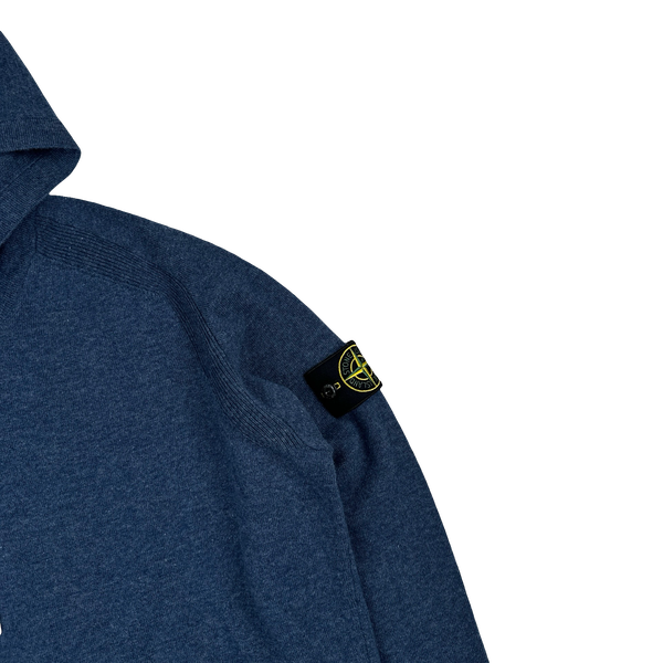 Stone Island 2025 Navy Light RWS Geelong Wool Hooded Knit Jumper - Large