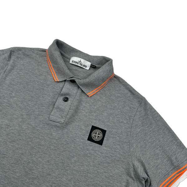Stone Island 2018 Grey Orange Piped Polo Shirt - Medium