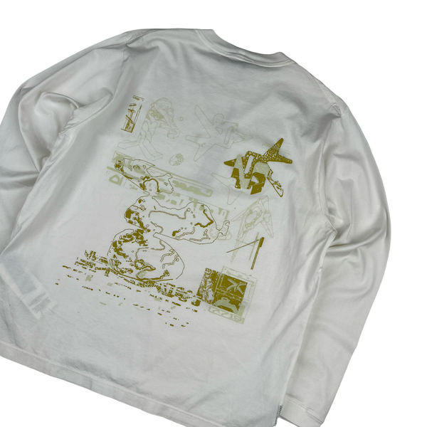 Stone Island 2022 Shadow Project Graphic Print White Long Sleeve T Shirt - Large
