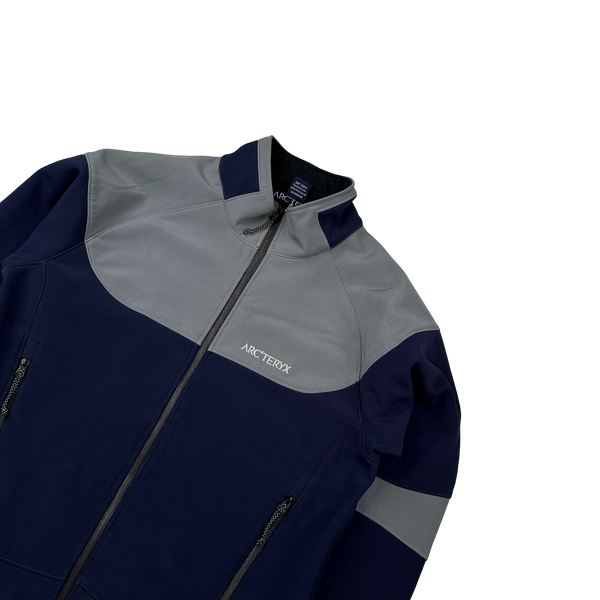 Arcteryx Navy Colour Block Soft Shell Thick Fleece Lined Zipped Jacket - Medium