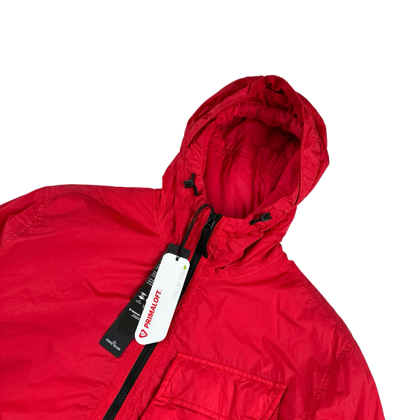 Stone Island 2022 Red Crinkle Primaloft Lined Jacket - Medium