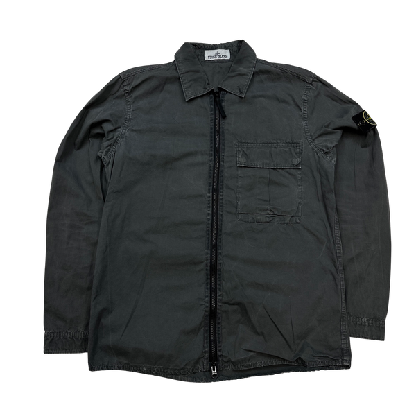 Stone Island 2019 Grey Cotton Garment Dyed Overshirt - Medium