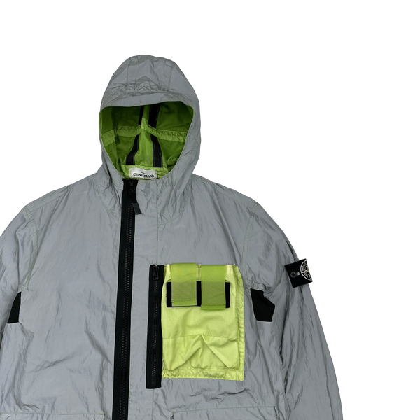 Stone Island 2017 Green Garment Dyed Plated Reflective Mussola Jacket - Large