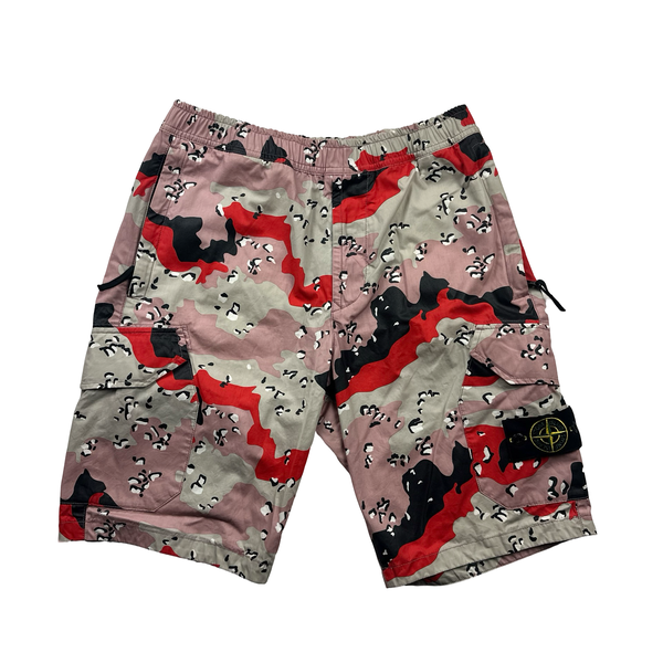 Stone Island 2020 3C+PU Desert Camo Cargo Shorts - 30"