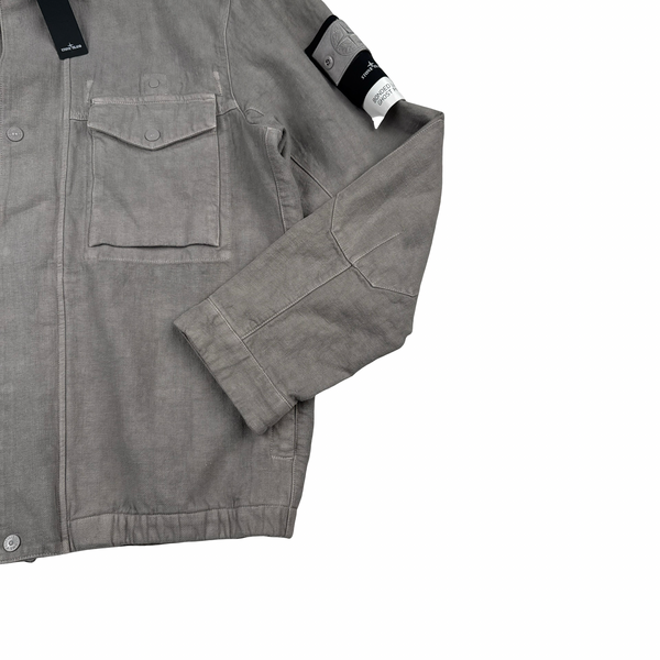 Stone Island 2025 Grey Bonded Linen Ghost Piece Jacket - Large