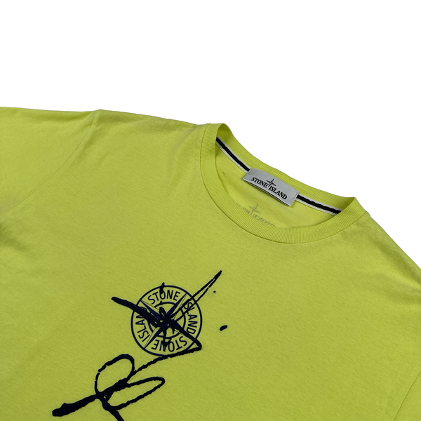 Stone Island 2022 Neon Cotton Compass Graphic T Shirt - Medium