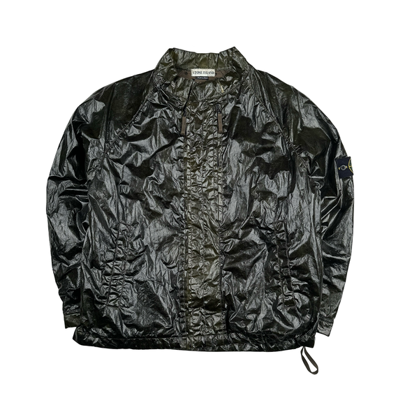 Stone Island 2001 Dark Green Micro Felt Transparent Laminated Web Jacket - Large