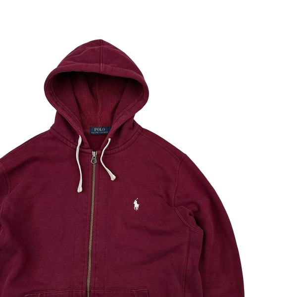 Ralph Lauren Red Thick Cotton Zipped Hoodie - Medium