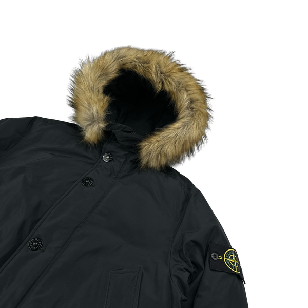 Stone Island 2018 Black Micro Reps Down Filled Parka Jacket - Small