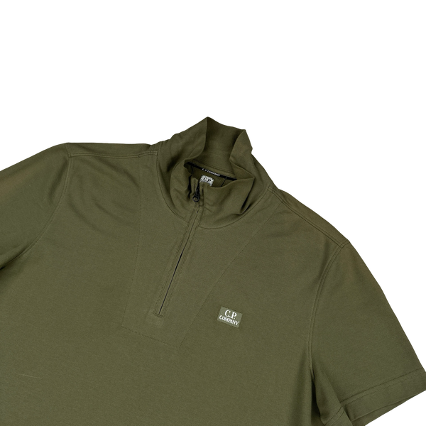 CP Company Khaki Cotton Short Sleeve Polo - Large