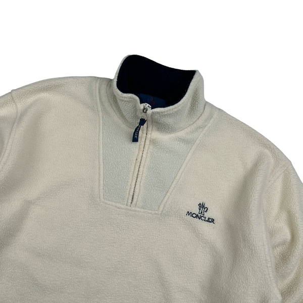 Moncler Grenoble Vintage Cream Soft Quarter Zip Jumper - XL