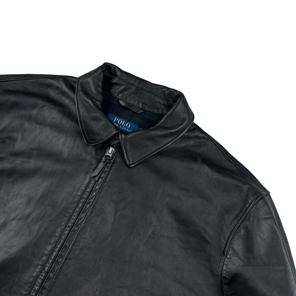 Ralph Lauren Black Heavyweight Leather Jacket - XL