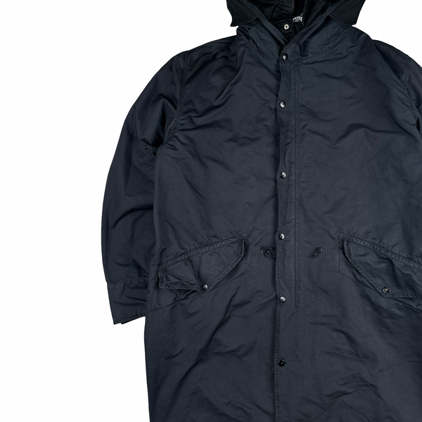 Stone Island 2007 Navy David TC Dutch Liner Spellout Hood Long Parka Jacket - XXL
