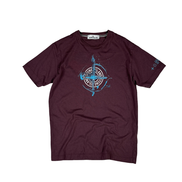 Stone Island 2021 Marron Purple Cotton Graphic T Shirt - Small