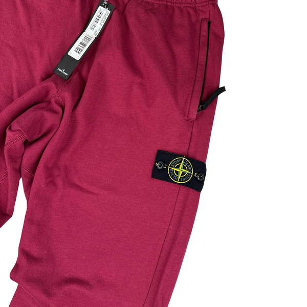 Stone Island 2018 Bordeaux Red Reflective Panel Cotton Joggers - Medium