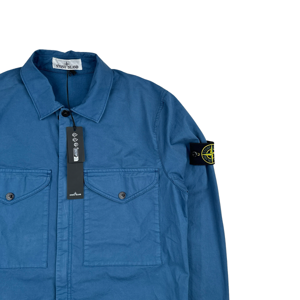 Stone Island 2024 Blue Cotton Double Pocket Overshirt - Small