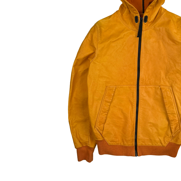 Stone Island 2014 Orange Lightweight Leather Felpa Jacket - Small