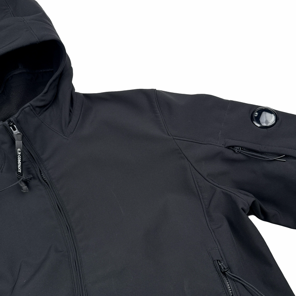 CP Company Black Soft Shell R Goggle Hooded Zipped Jacket - XXL