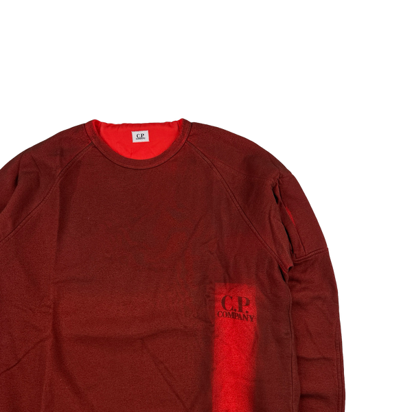 CP Company Red Cotton Sprayed Garment Dyed Crewneck Jumper - XL