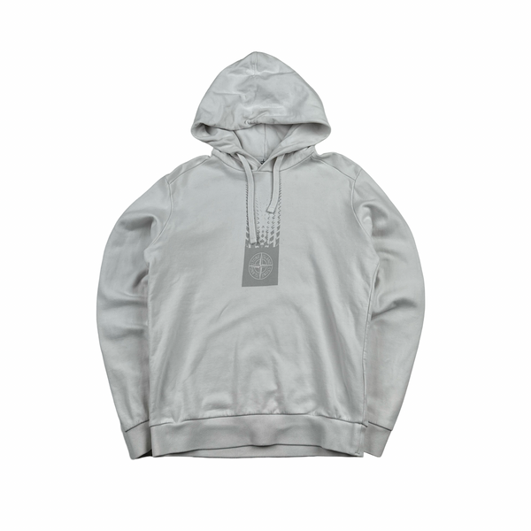 Stone Island 2017 White Spellout Pullover Cotton Hoodie - Medium